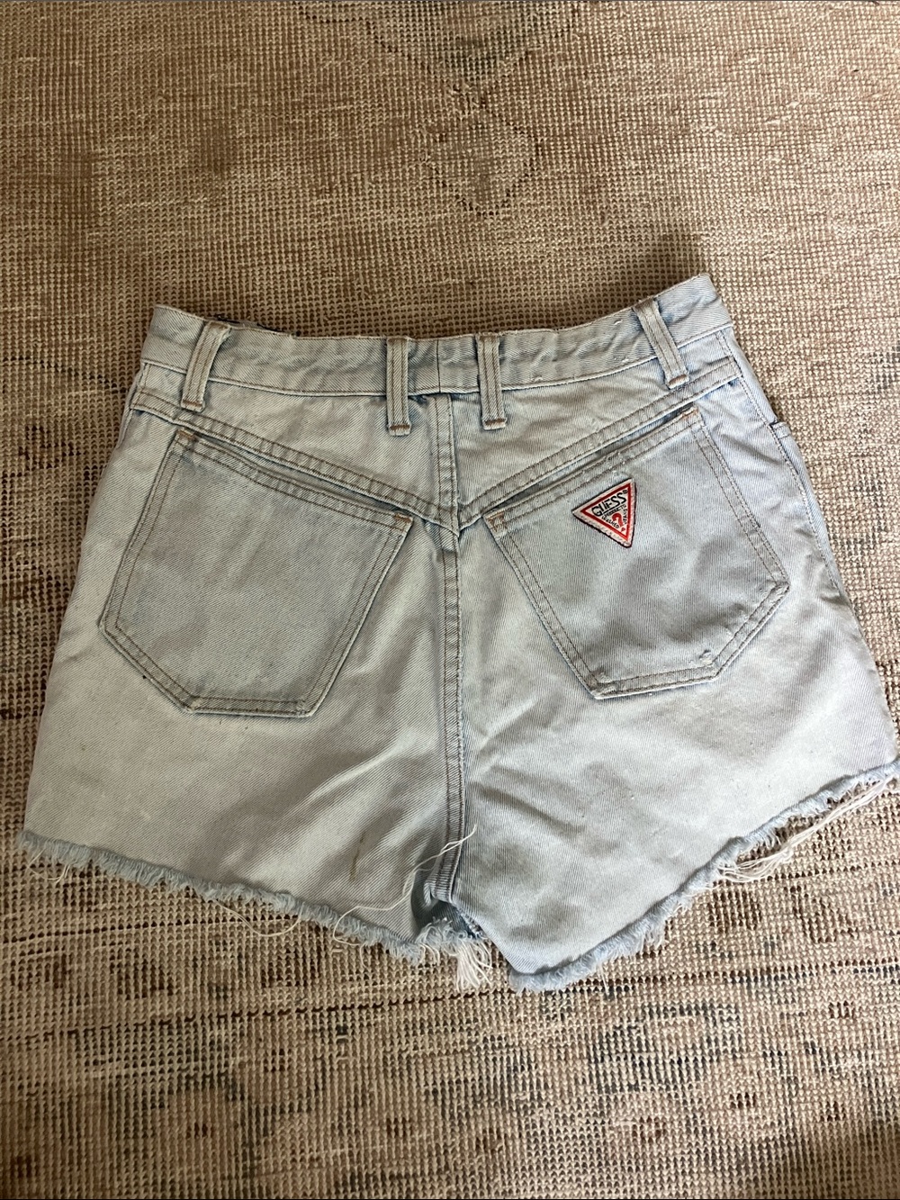 GUESS Light Blue Denim Cutoff Shorts with Triangle Logo
